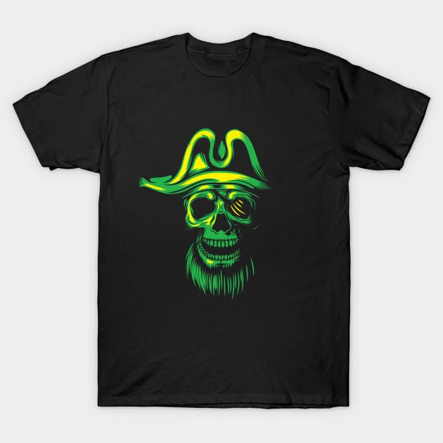 Green Skull Pirate T-Shirt by attire zone